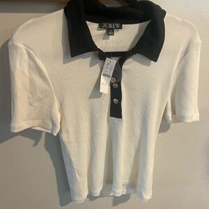 NWT J. Crew Black and White Ribbed Top Size‎ Medium